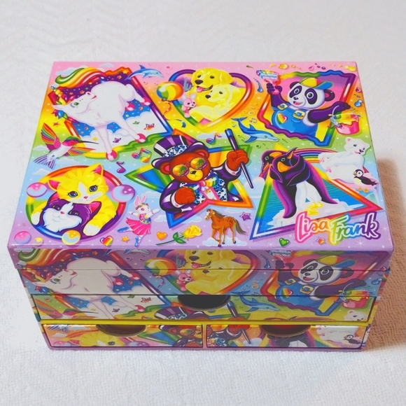 Vintage 90s LISA FRANK Jewelry Box, Storage Organizer